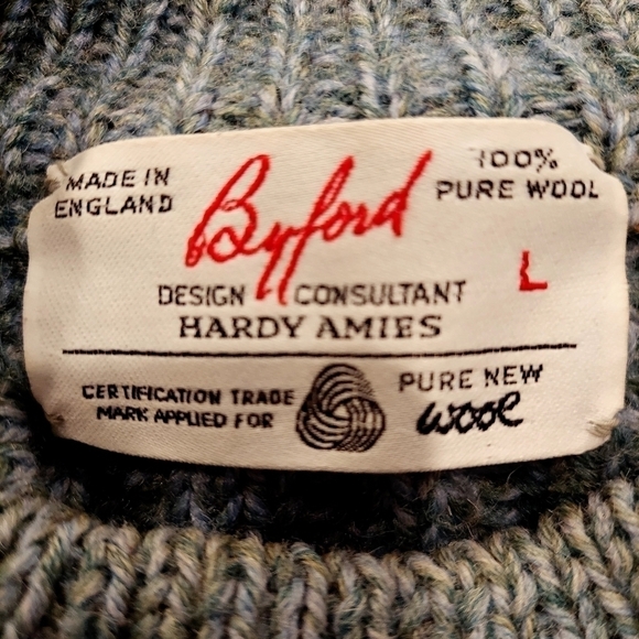 Vintage Byford 100% Wool Made in England Pullover Sweater Large Thick Cable Knit - Picture 6 of 12